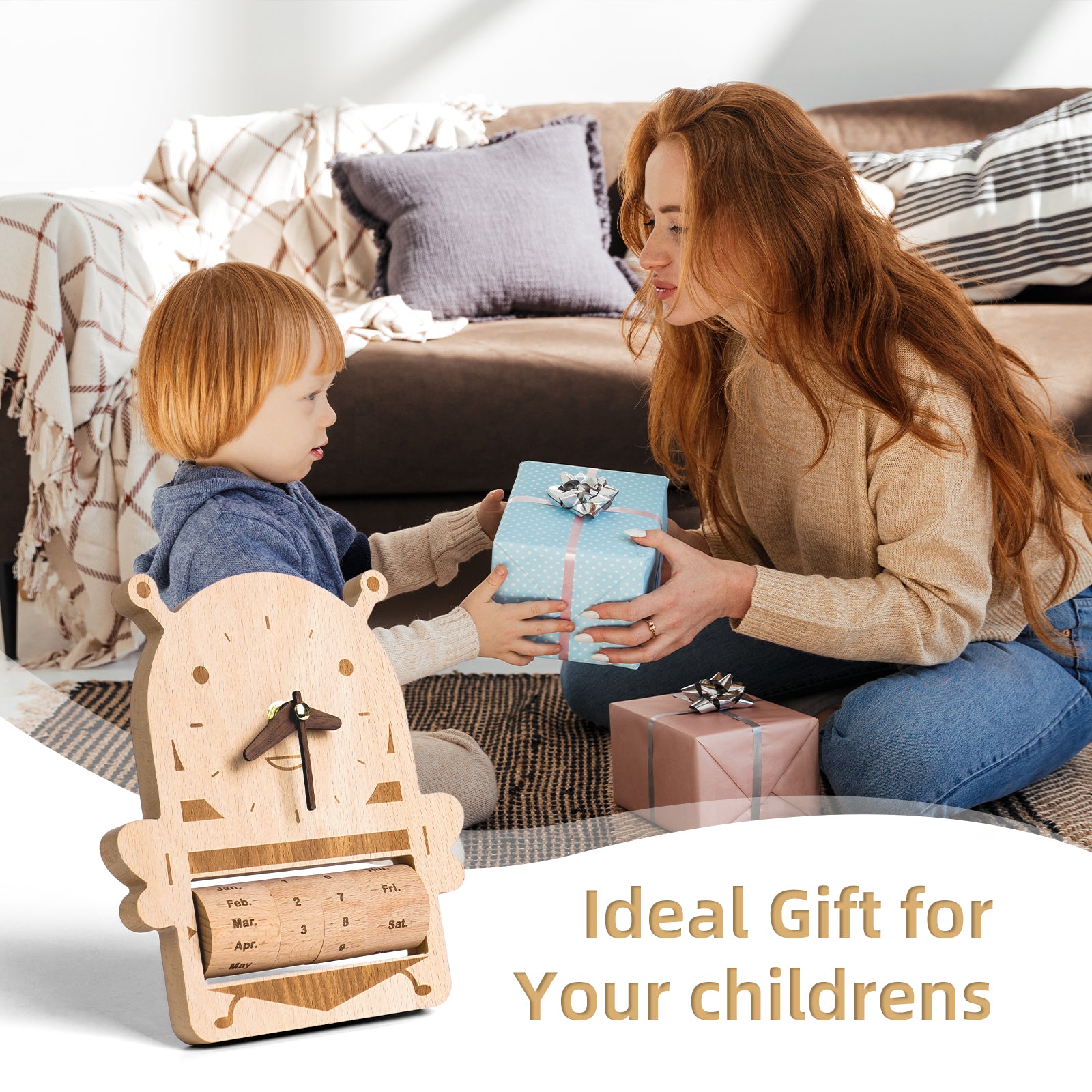 Honeybee Wooden Calendar Clock - Charming Functional Decor & Gift