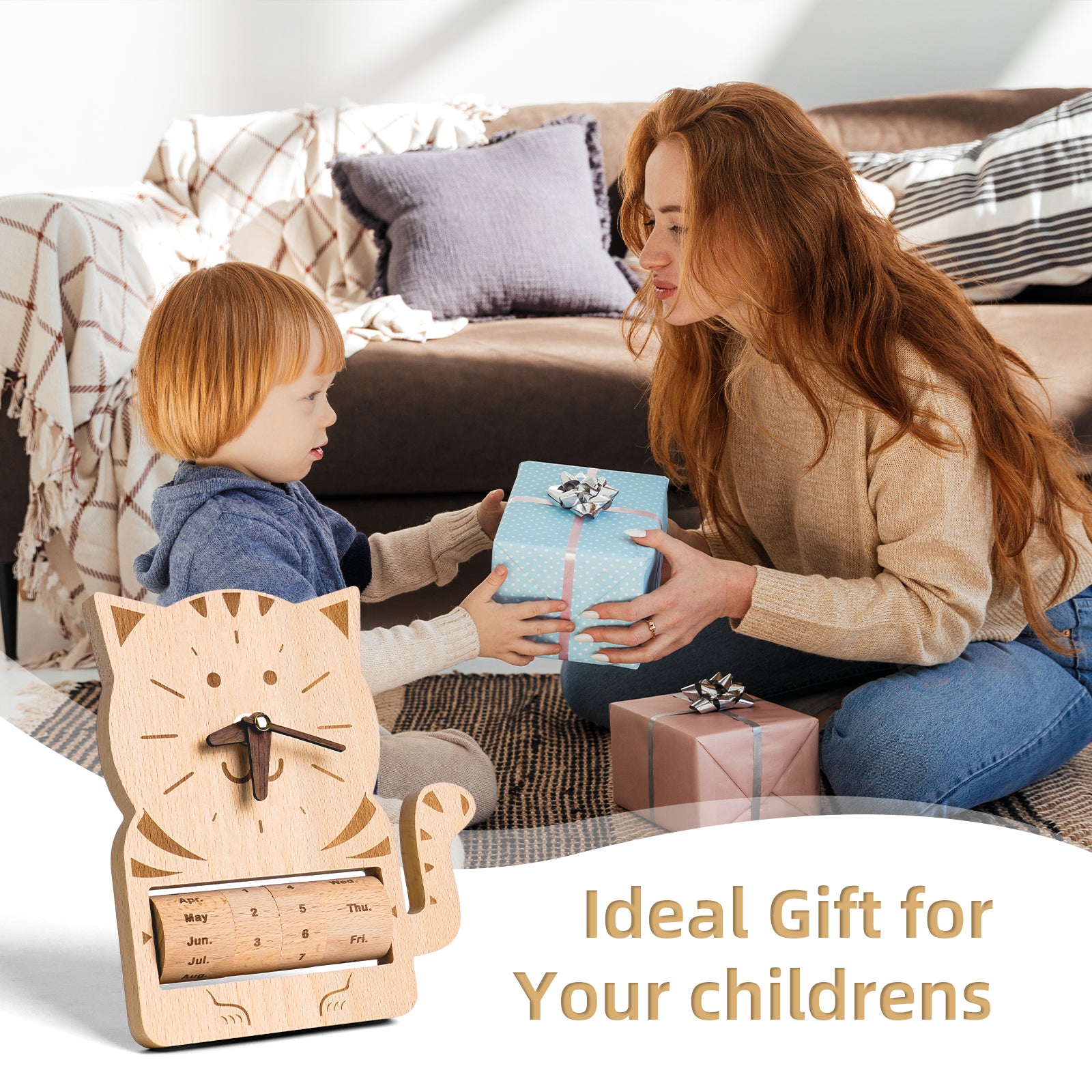 Whimsical Cat Calendar Clock - Purr-fect Timekeeper & Desk Decor