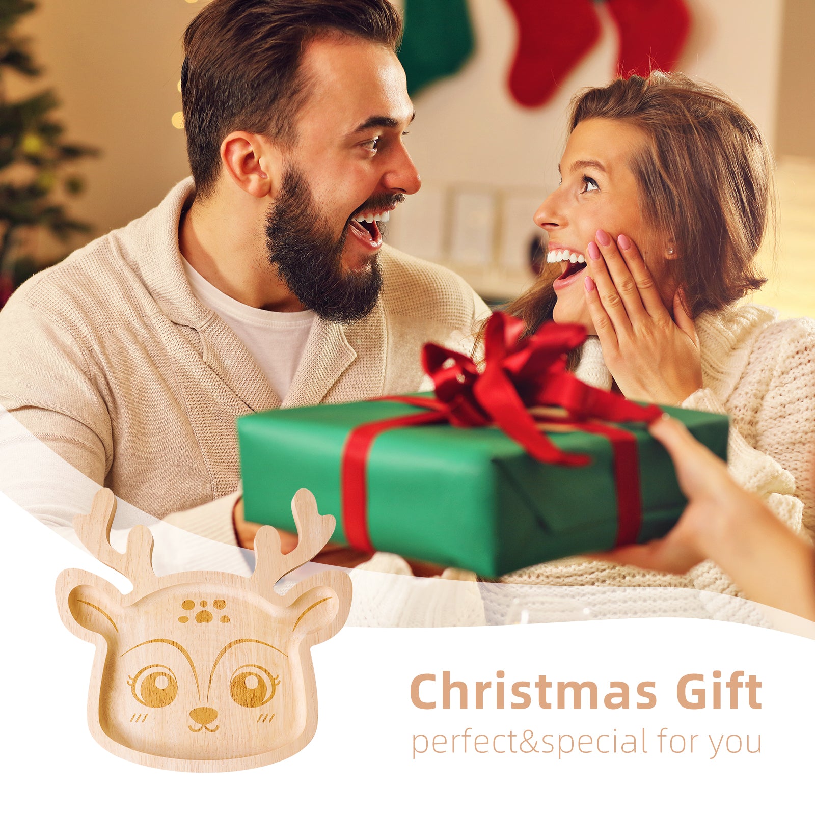 Enchanted Reindeer Wooden Tray - Festive Holiday Serving Platter & Cherished Gift