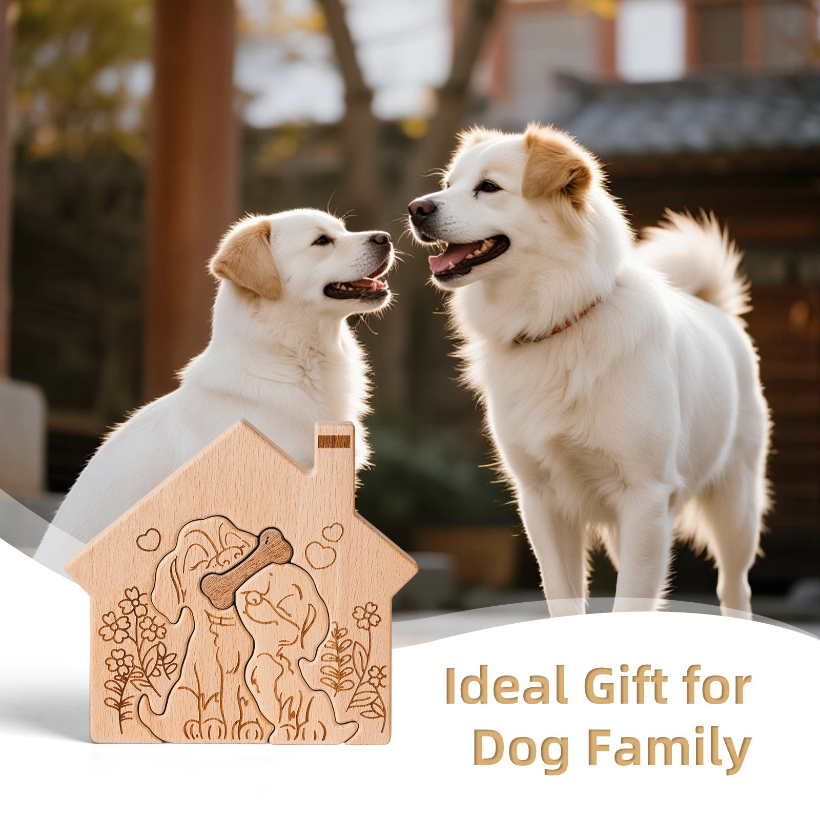 Wooden "Doggy Love" Hugging Statue - Heartwarming Home Decor & Pet Lover's Gift