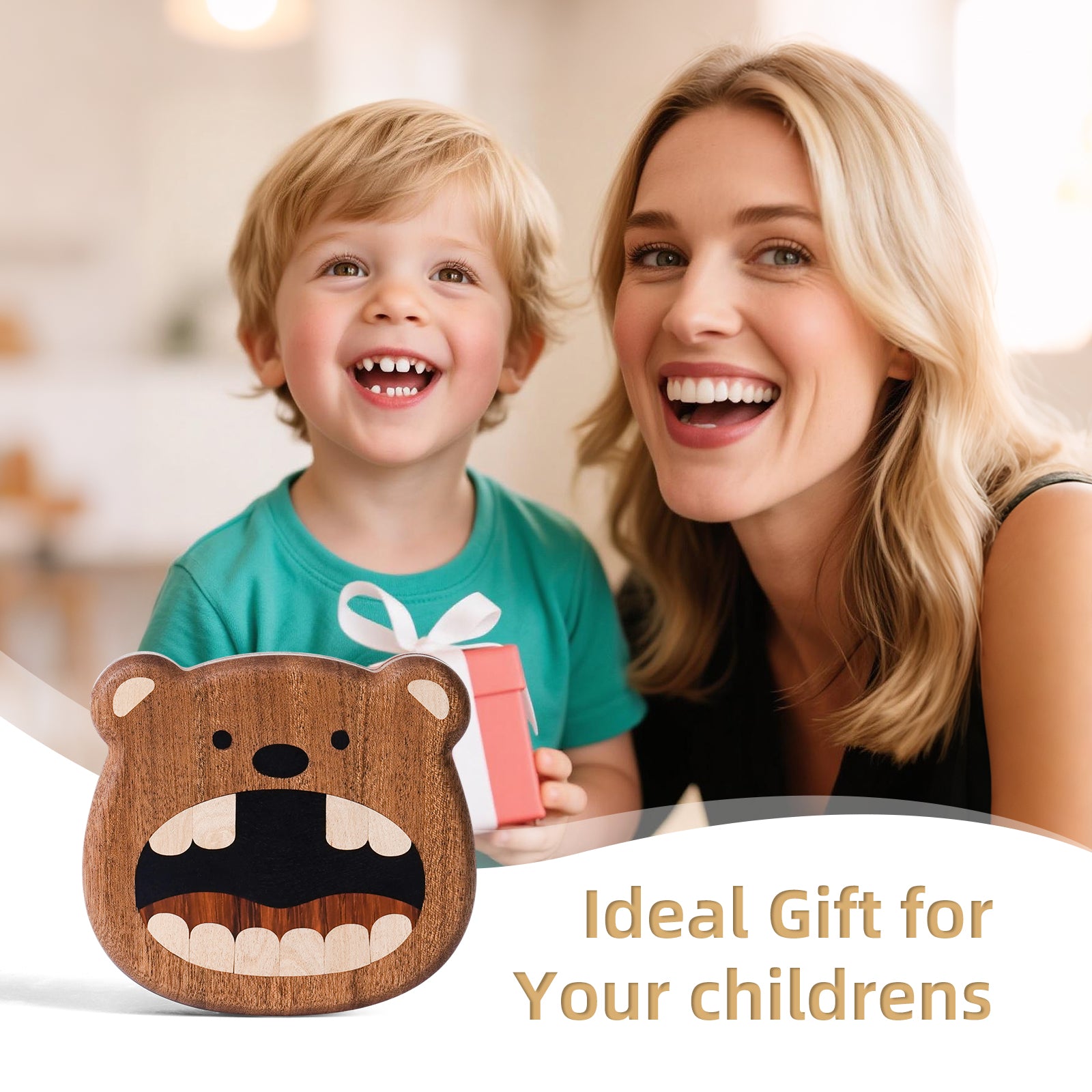 Tooth Fairy Keepsake Box - Handcrafted Wooden Tooth Treasure Chest for 20 Baby Teeth