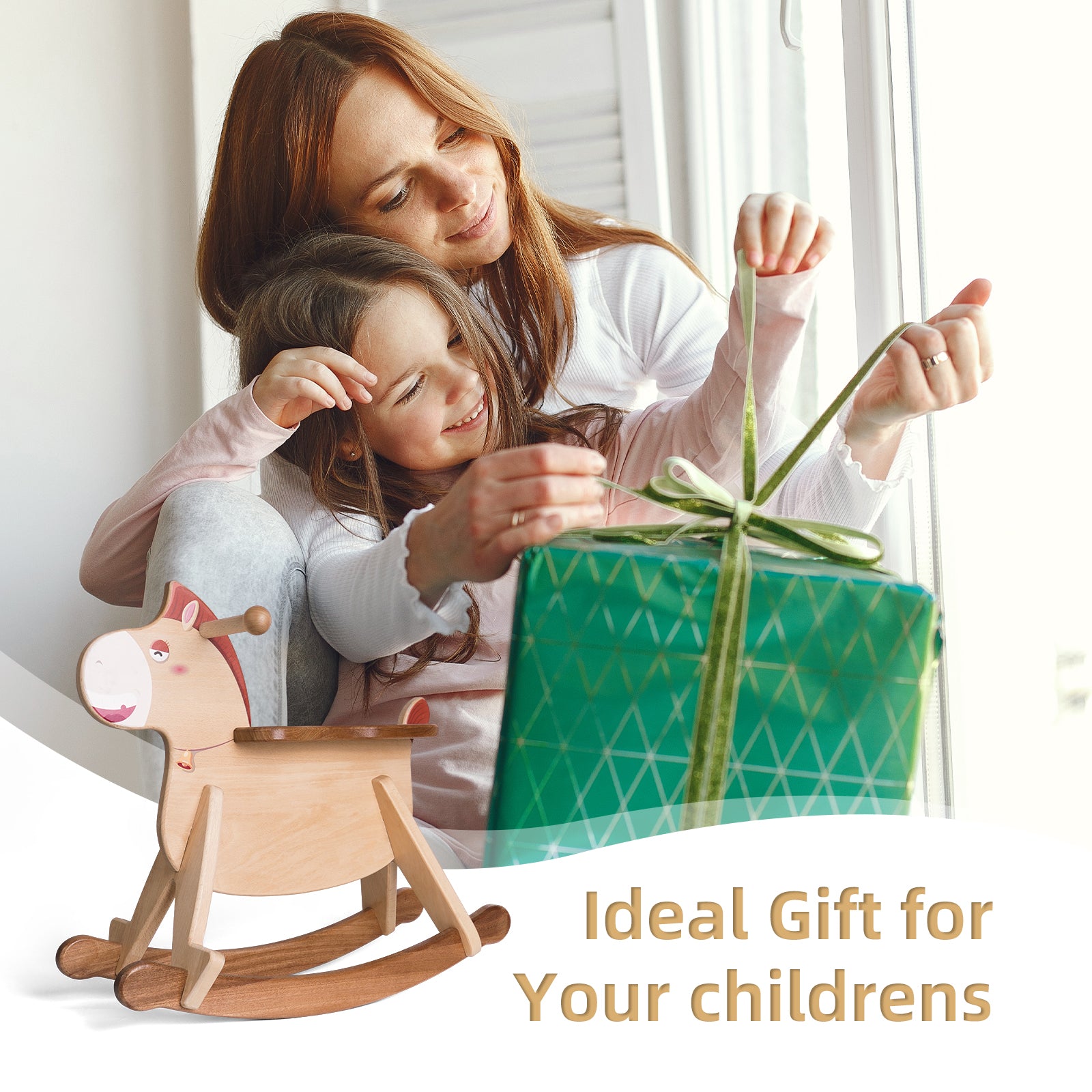 Classic Wooden Rocking Horse - Timeless Ride-On Toy for Toddlers