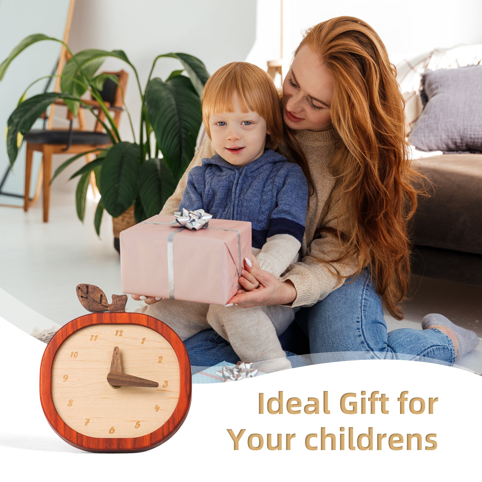 Apple Wooden Desk Clock – Fruit-Inspired Artistry Meets Precision Timekeeping