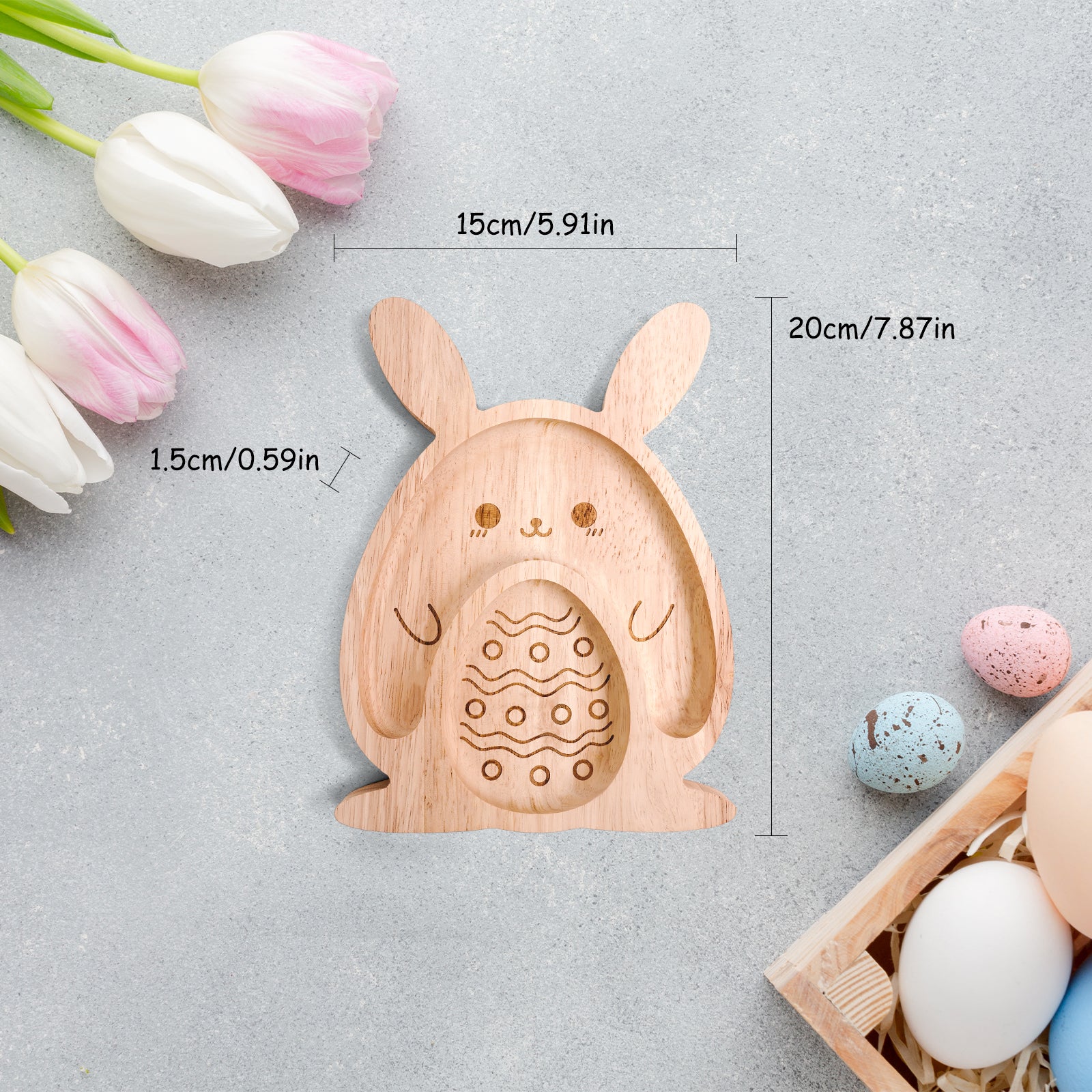 Easter Bunny Wooden Tray: Charming Spring Decor & Functional Gift