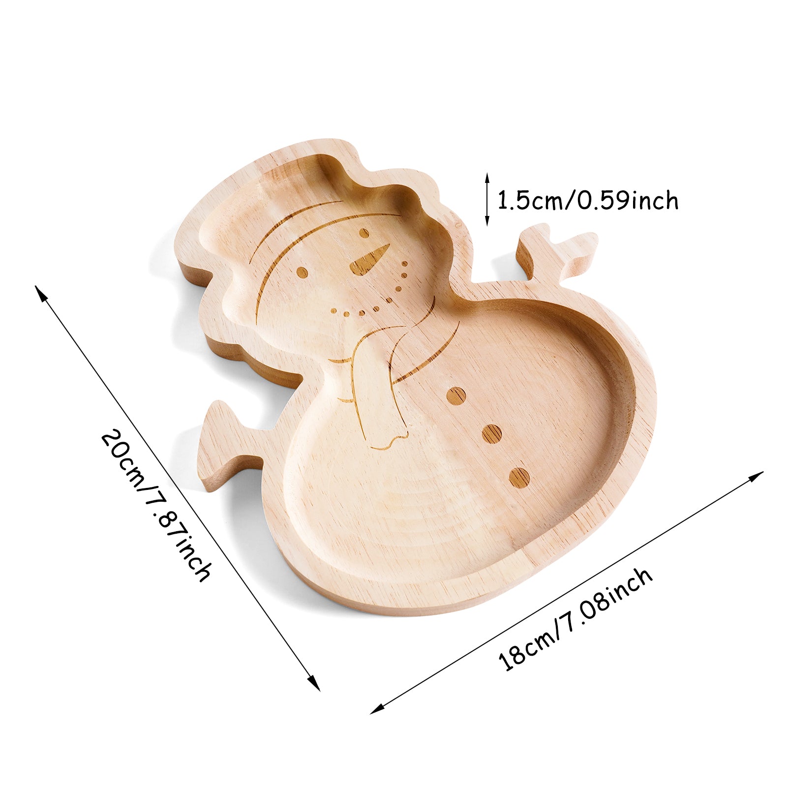 Snowman Wooden Tray - Festive Holiday Serving Platter & Decorative Gift