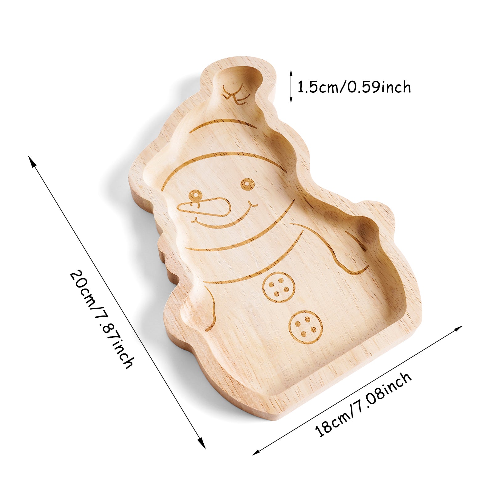 Snowman Wooden Tray - Festive Holiday Serving Platter & Decorative Gift