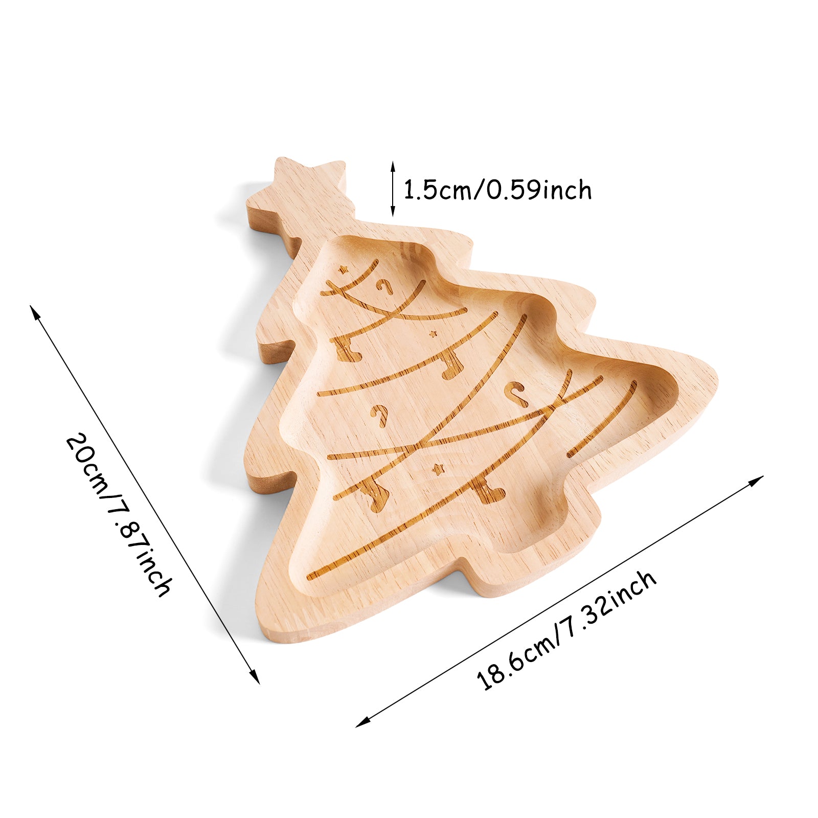 Festive Christmas Wooden Tray Set - Holiday Serving Platters & Decor