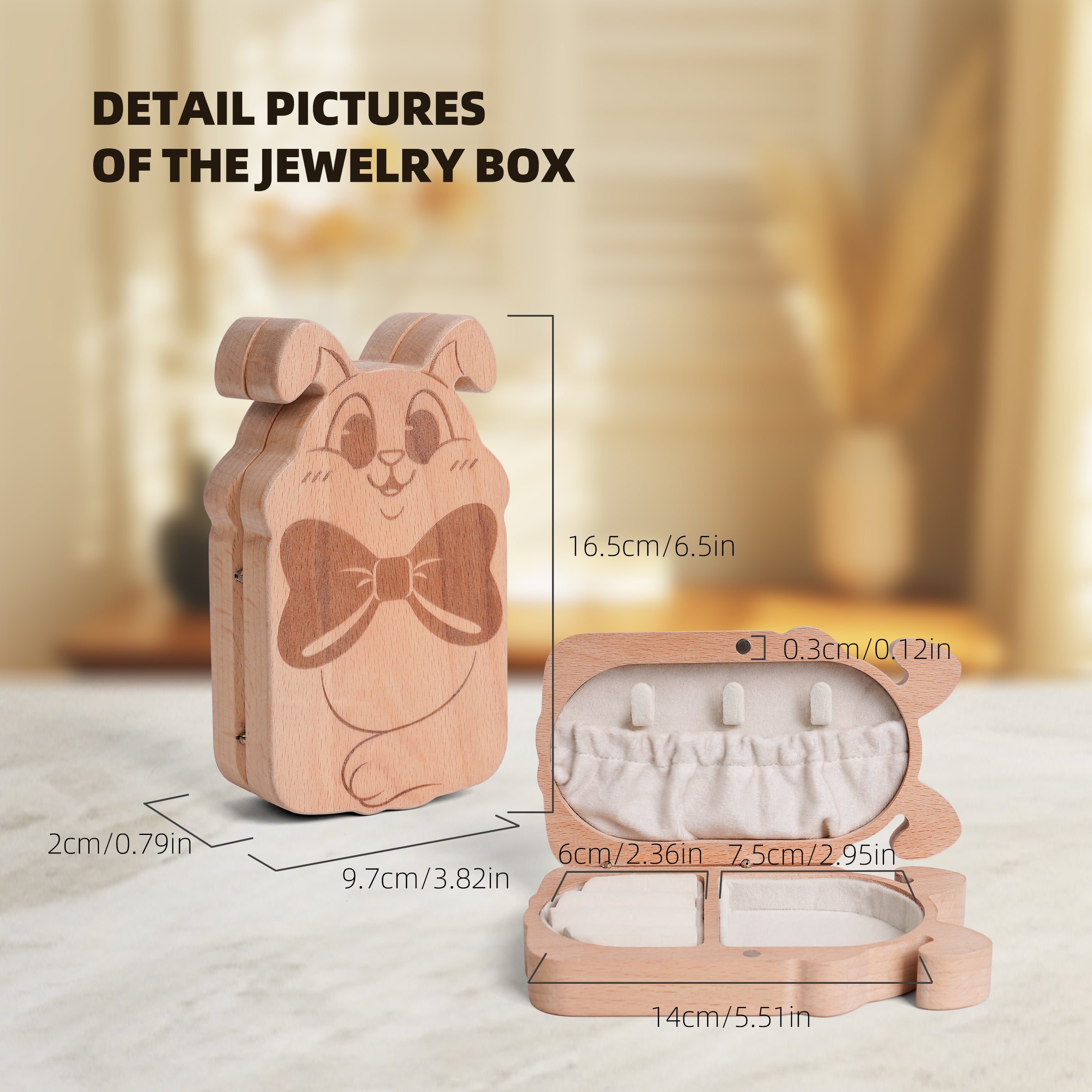 Bunny Wooden Jewelry Box – Whimsical Storage Meets Elegant Functionality