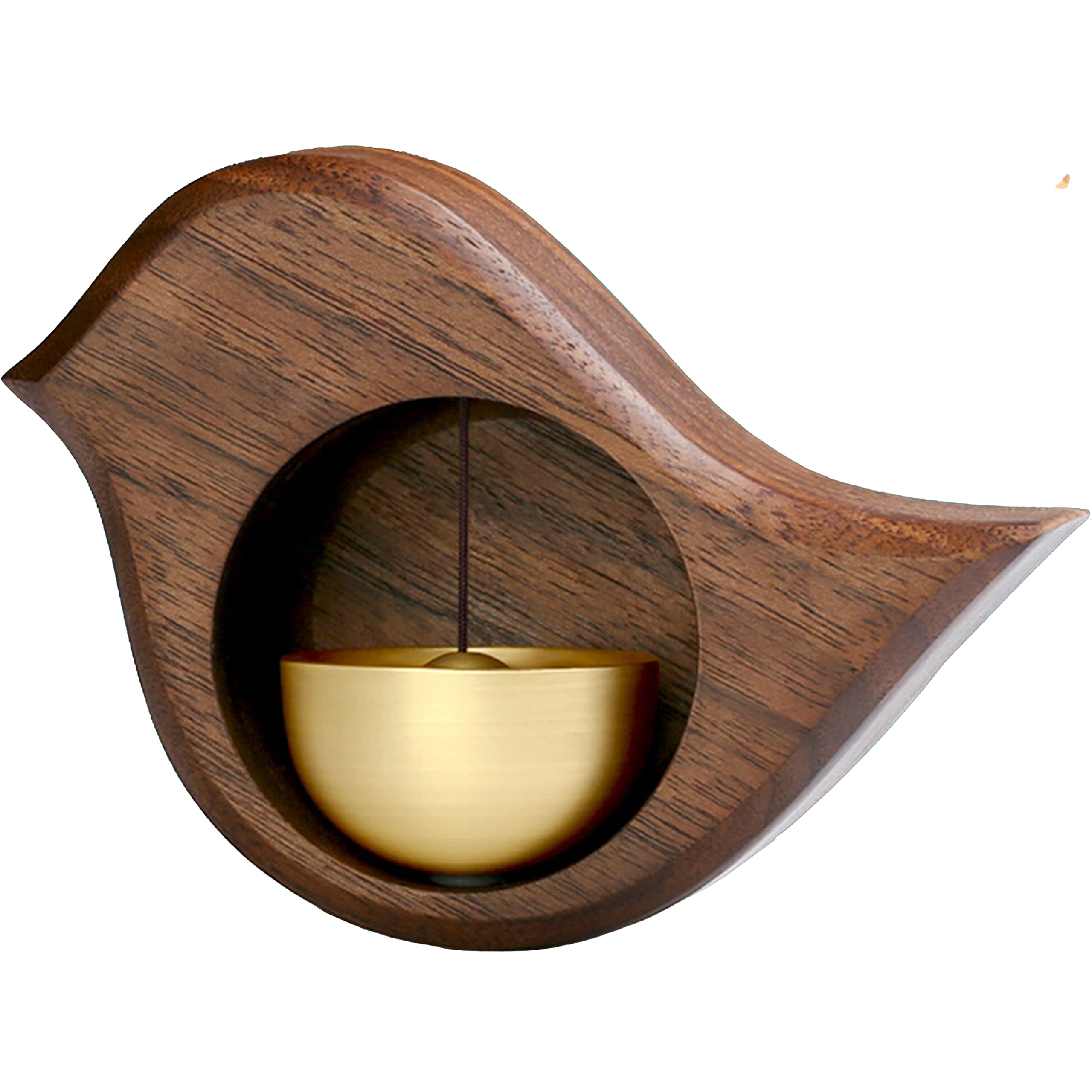 Bird-Shaped Wooden Chime Doorbell with Brass Bell