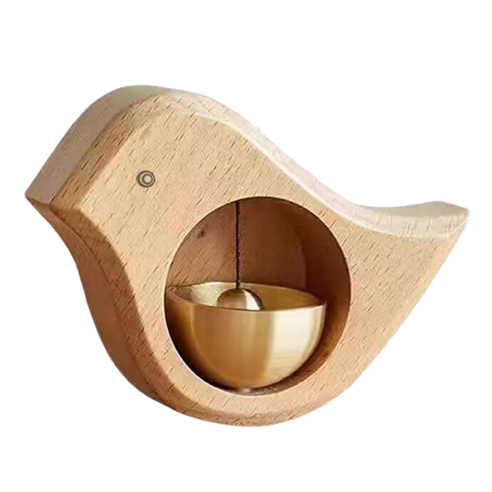 Bird-Shaped Wooden Chime Doorbell with Brass Bell