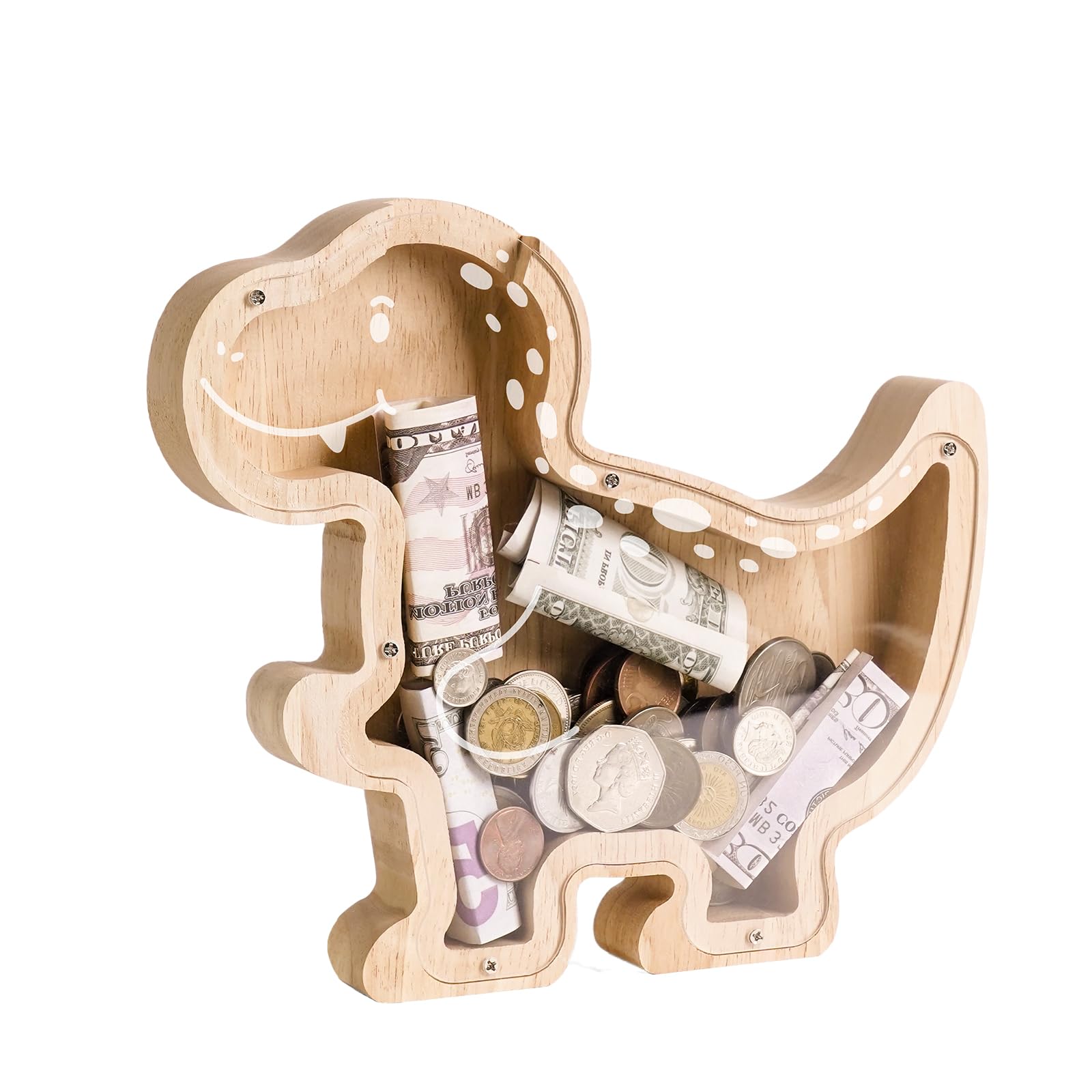 Wooden T-Rex Piggy Bank - Prehistoric Savings Fun for Dino Lovers