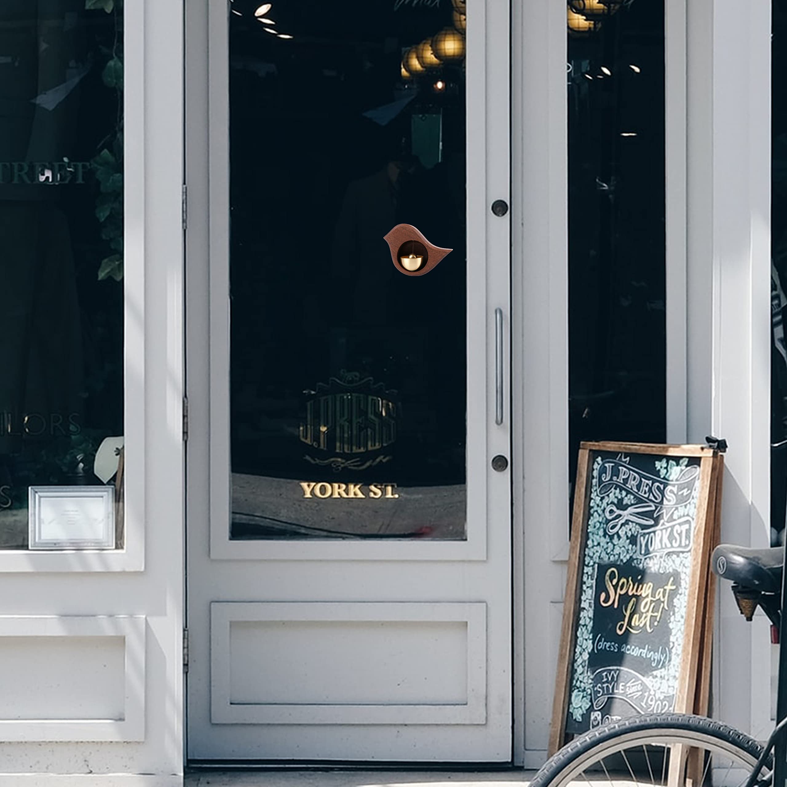 Bird-Shaped Wooden Chime Doorbell with Brass Bell
