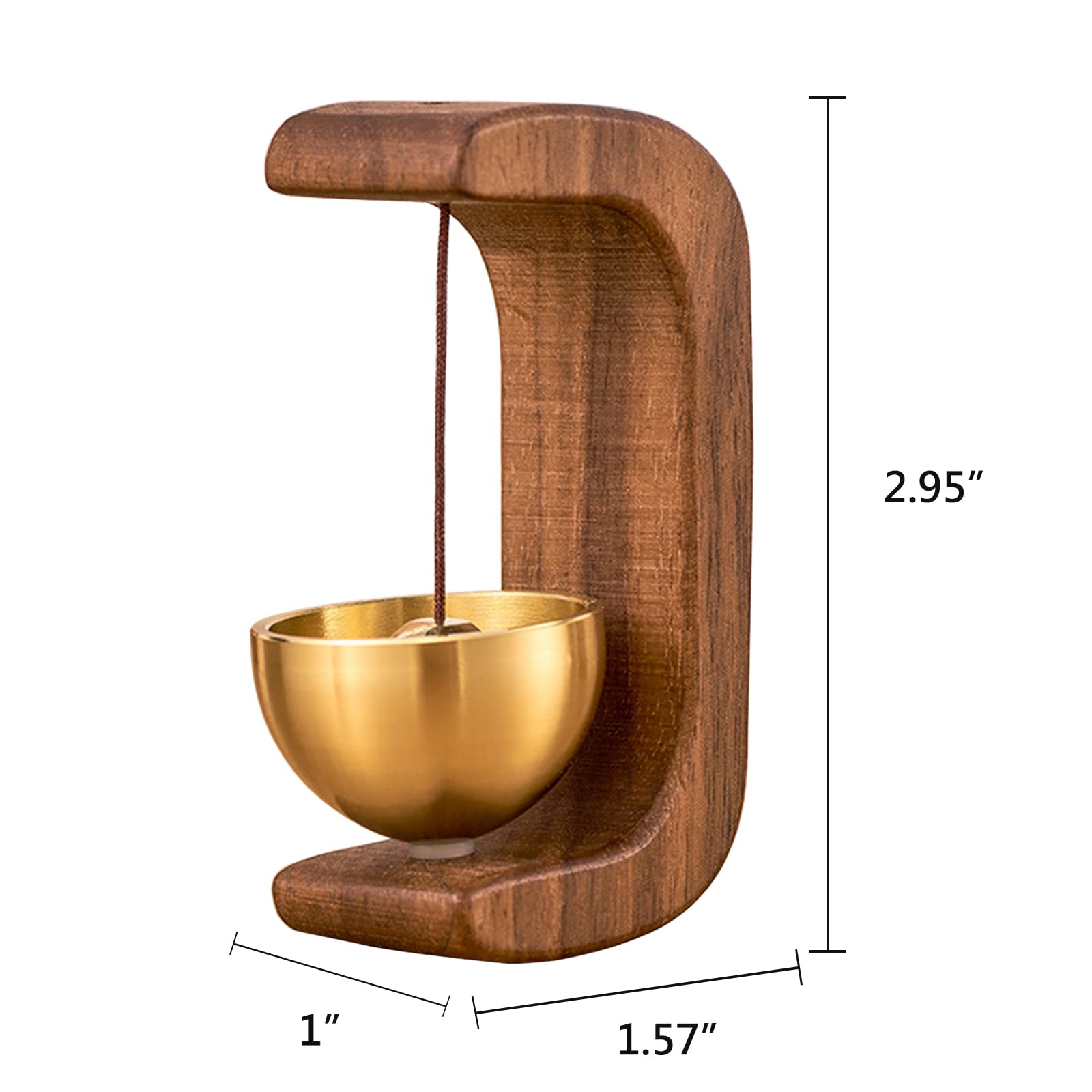 C-Shaped Wooden Chime Doorbell with Brass Bell