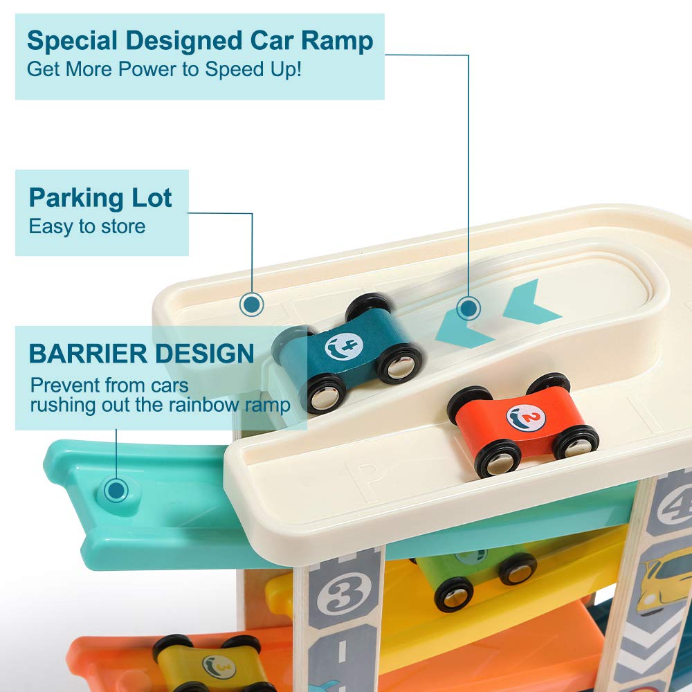 Wooden Car Ramp Toy - Early Learning Playset for Toddlers