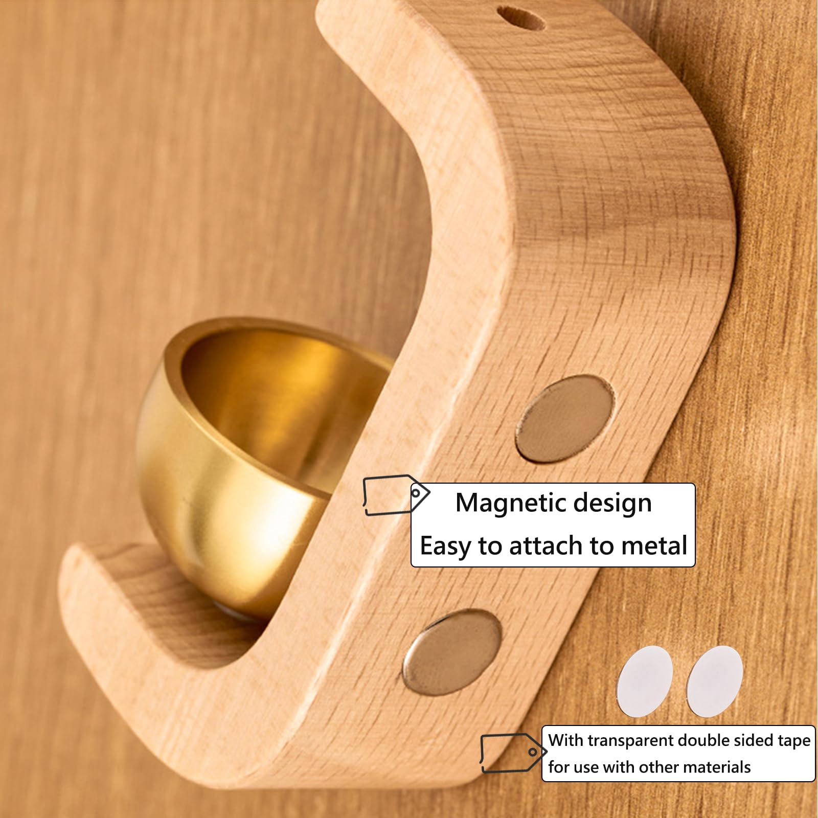 C-Shaped Wooden Chime Doorbell with Brass Bell