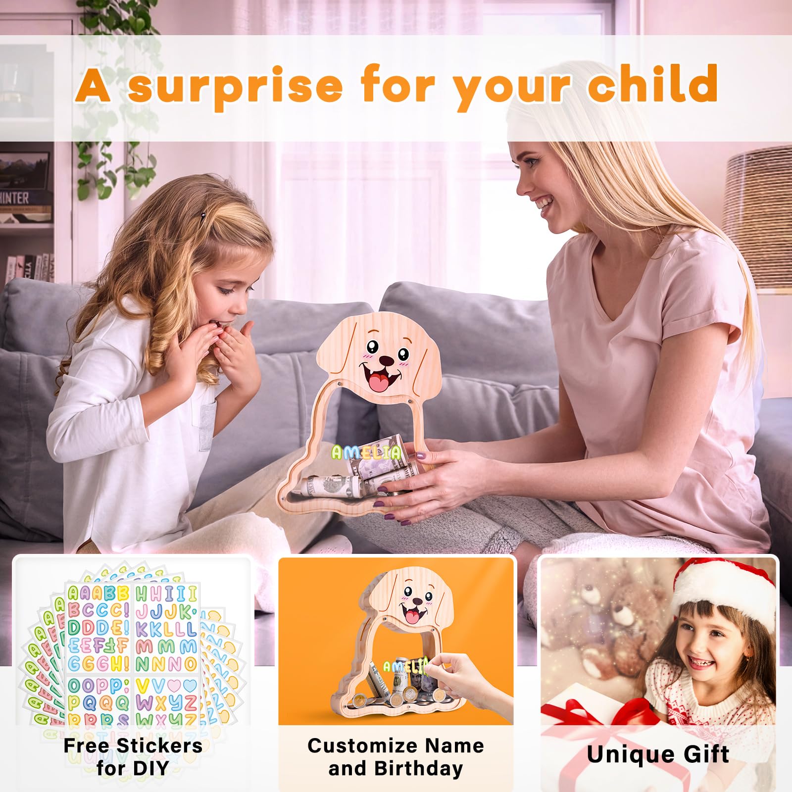 Wooden Labrador Piggy Bank - The Perfect Gift for Kids & Dog Lovers