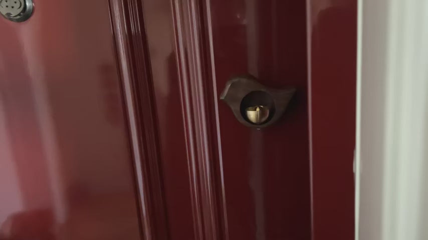 Bird-Shaped Wooden Chime Doorbell with Brass Bell
